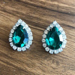 90’s  Green Rhinestone Earrings